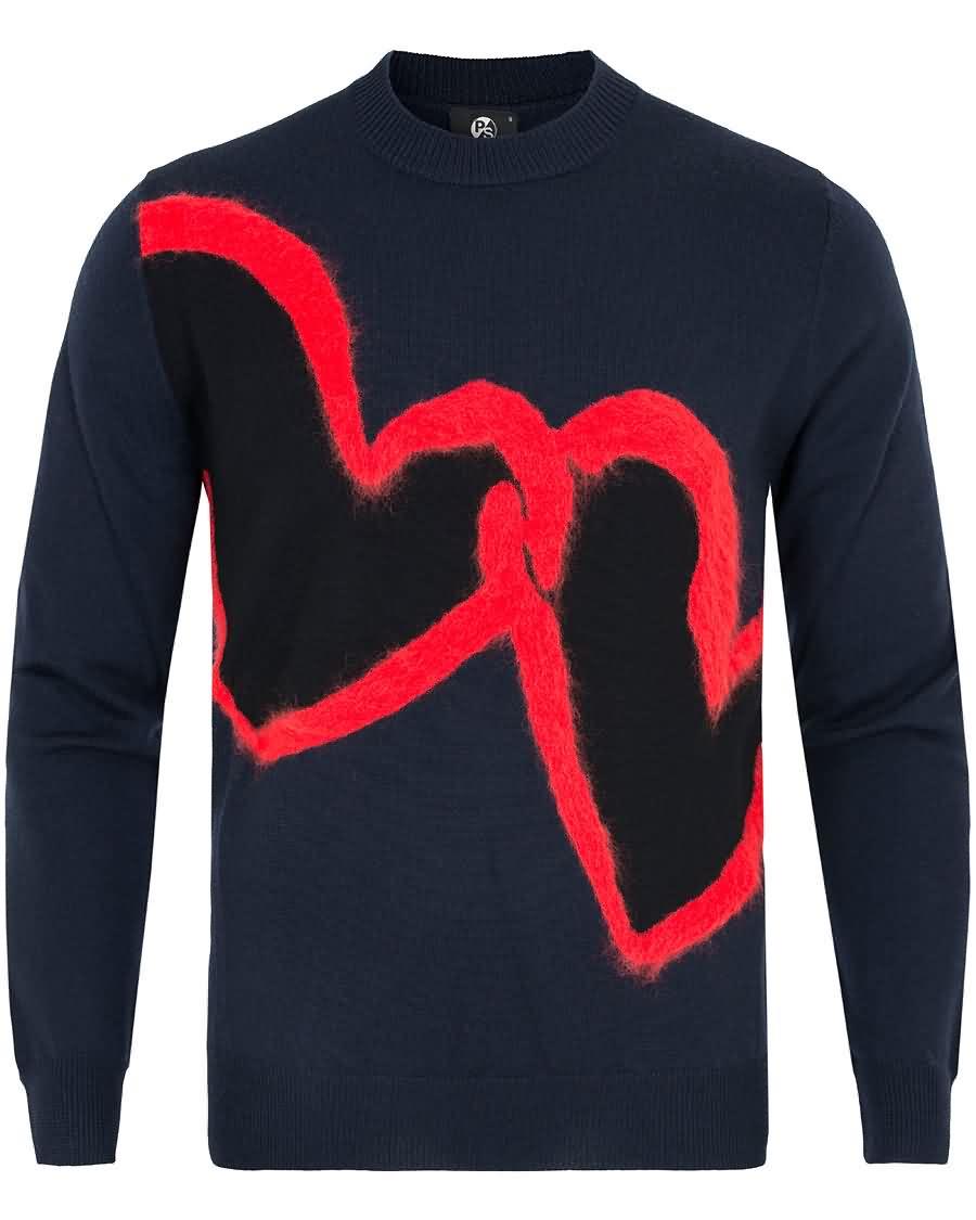 ps by paul smith heart wool sweater navy Bestselger p4nlf